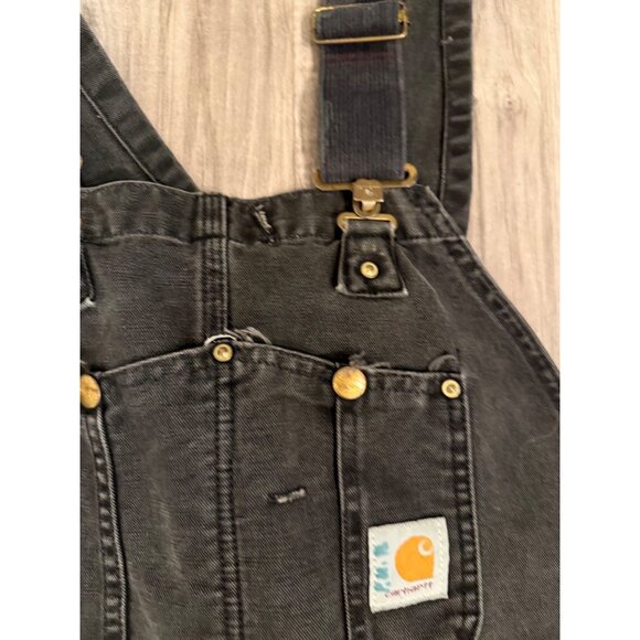VTG 80s Carhartt Duck Bib Overalls  Durable Cotton Canvas thrashed grunge Read - Picture 9 of 16
